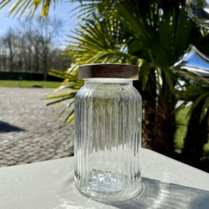 Pot en verre et bois de manguier