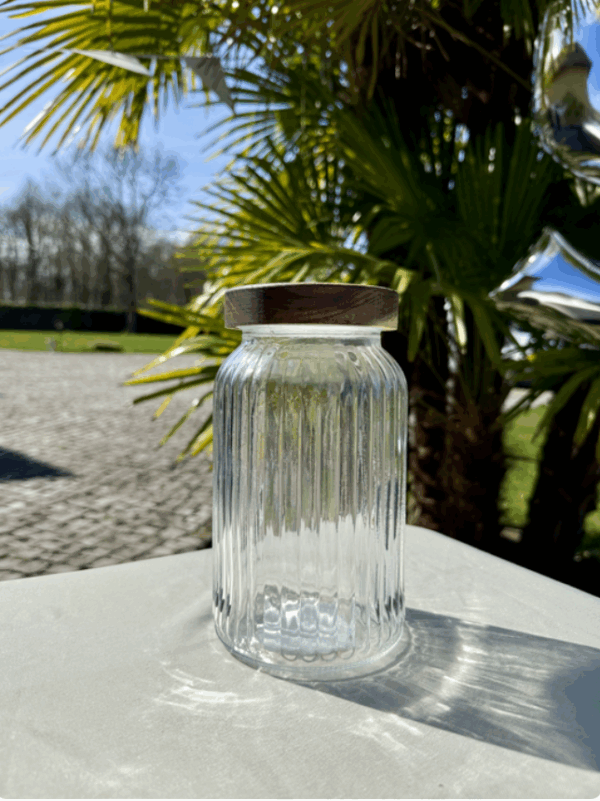 Pot en verre et bois de manguier
